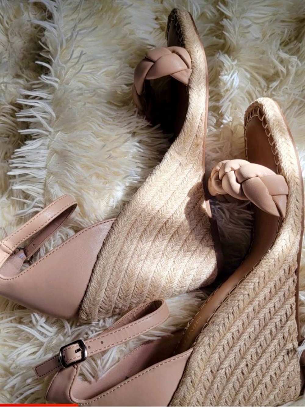 Dream Pairs Nude Blush Braided Espadrille Wedge Sandals